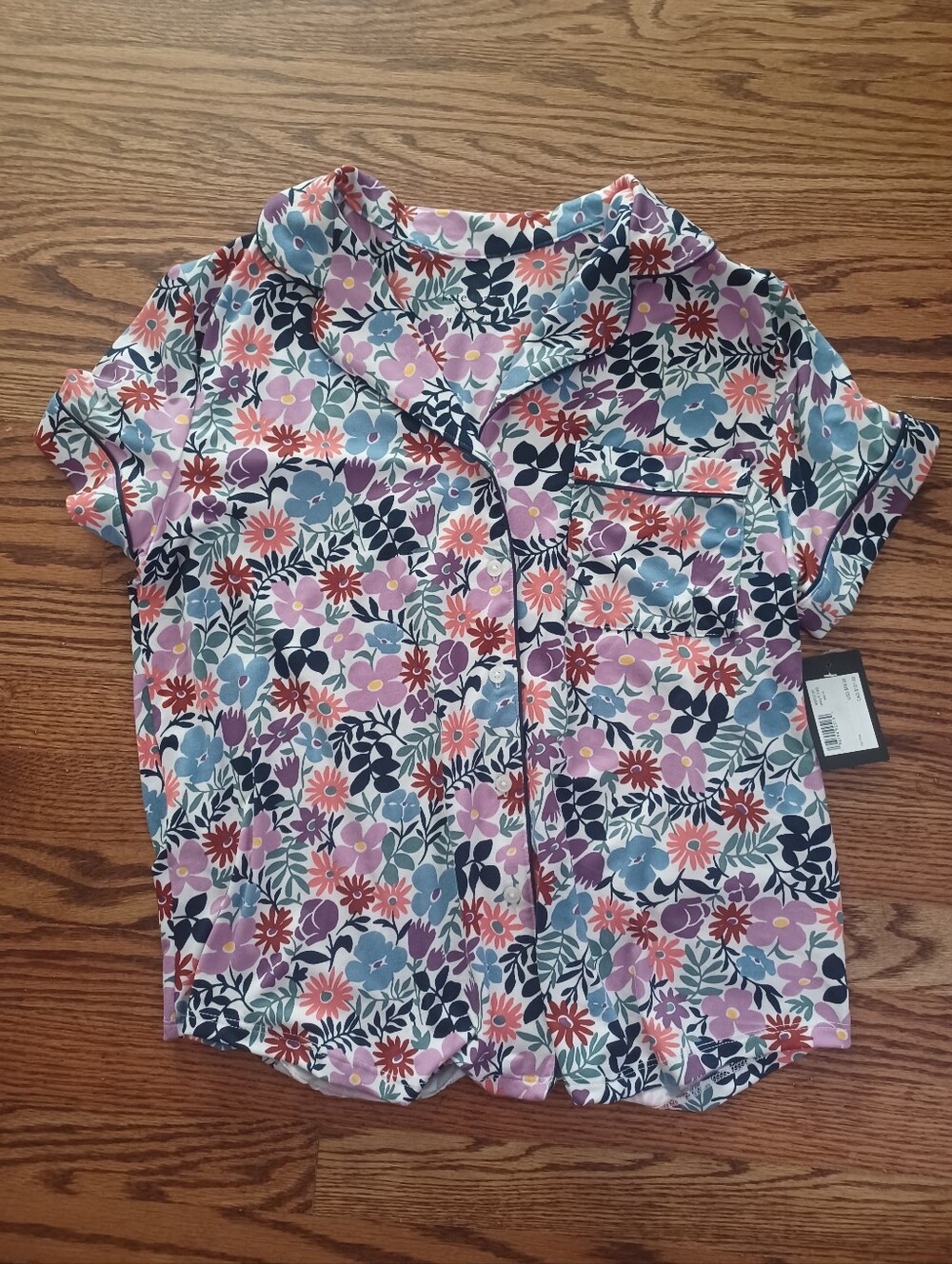 NWT Kate Spade Multicolor Floral Button-Down Short Sleeve Top Sleepwear Medium